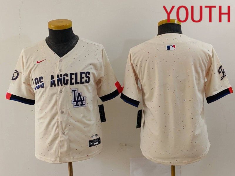 Youth Los Angeles Dodgers Blank Cream Fashion Nike Game MLB Jersey style 6291